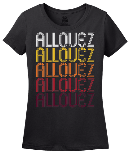 Ladies Black Allouez, WI | Retro, Vintage Style Wisconsin Pride  T-shirt