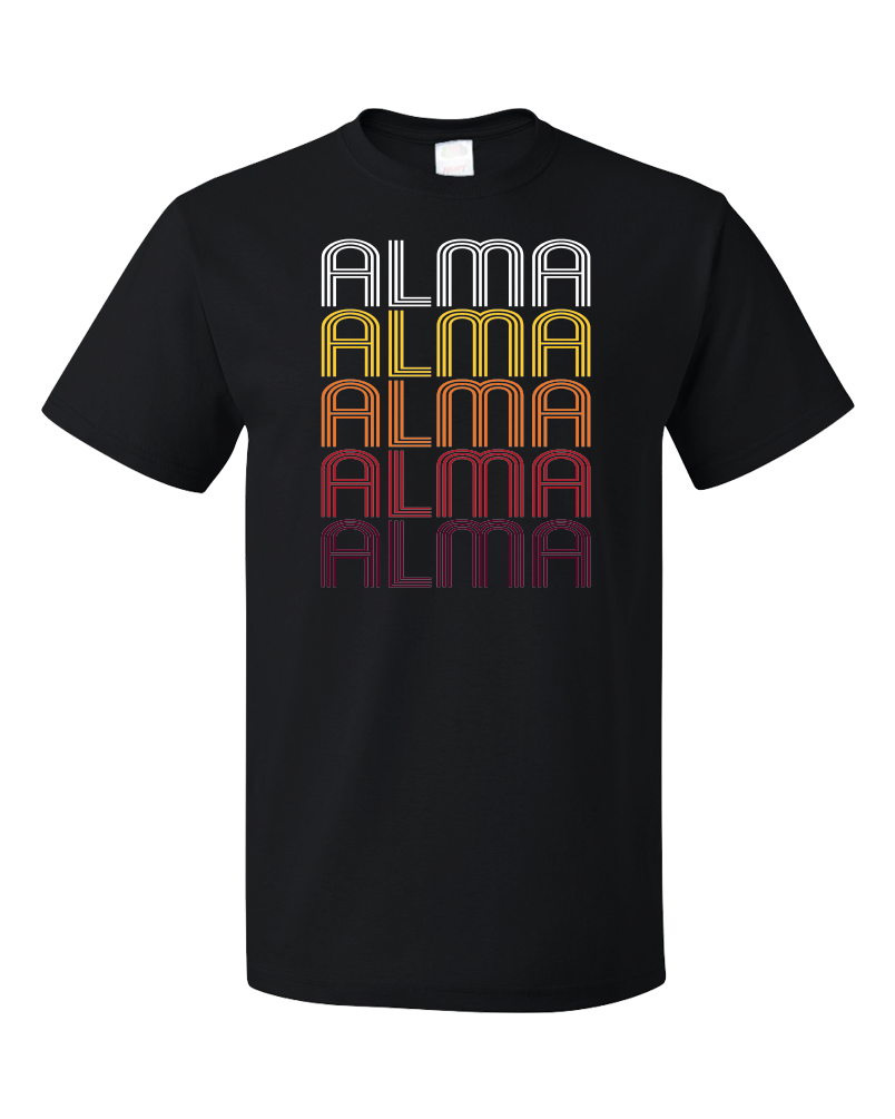 Standard Black Alma, MI | Retro, Vintage Style Michigan Pride  T-shirt