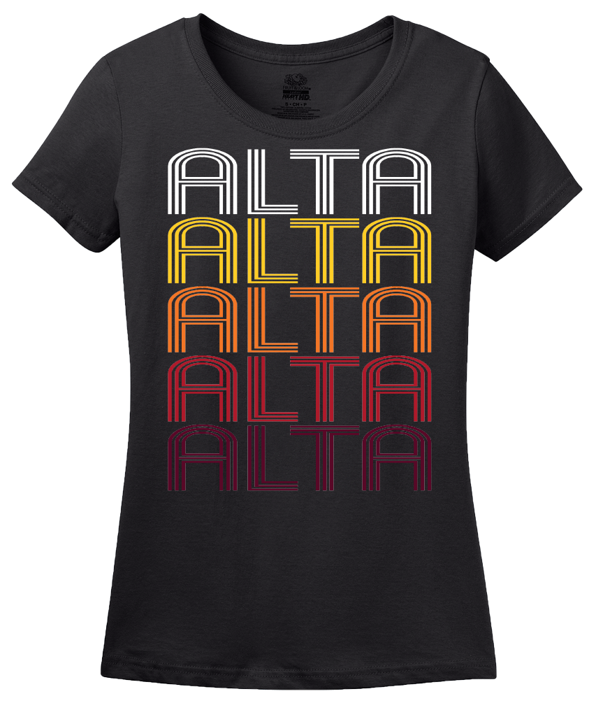 Ladies Black Alta, IA | Retro, Vintage Style Iowa Pride  T-shirt