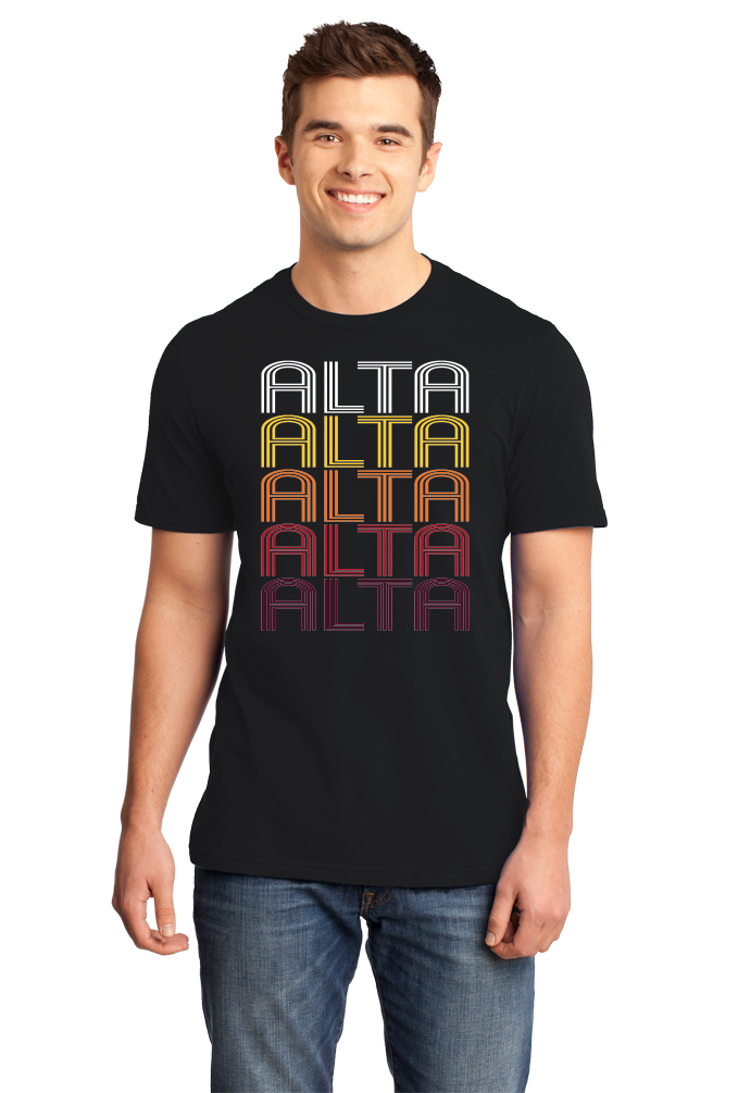 Standard Black Alta, IA | Retro, Vintage Style Iowa Pride  T-shirt
