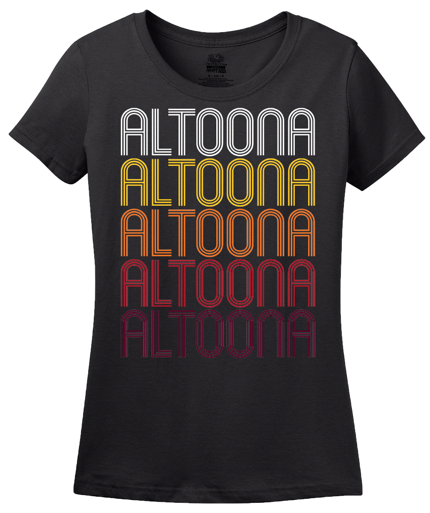 Ladies Black Altoona, IA | Retro, Vintage Style Iowa Pride  T-shirt