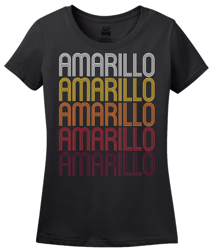 Ladies Black Amarillo, TX | Retro, Vintage Style Texas Pride  T-shirt