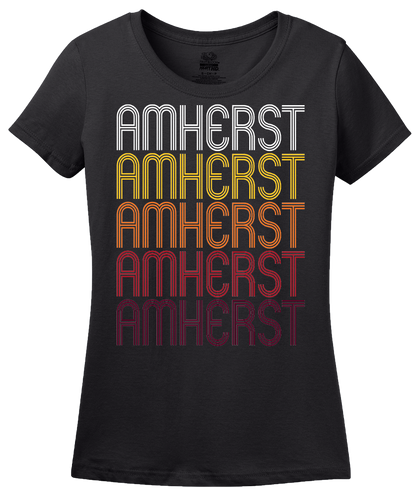 Ladies Black Amherst, OH | Retro, Vintage Style Ohio Pride  T-shirt