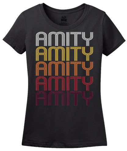 Ladies Black Amity, OR | Retro, Vintage Style Oregon Pride  T-shirt