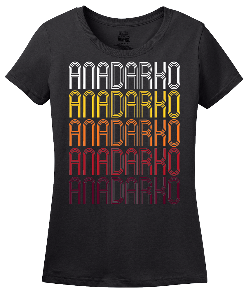 Ladies Black Anadarko, OK | Retro, Vintage Style Oklahoma Pride  T-shirt
