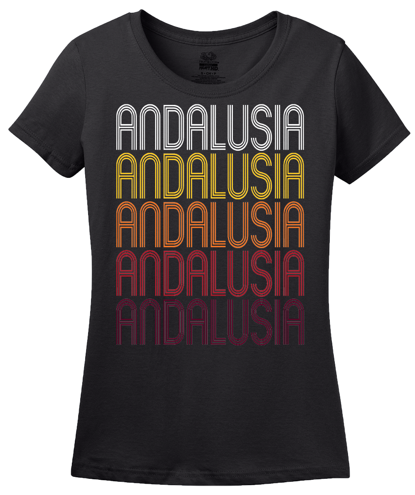 Ladies Black Andalusia, IL | Retro, Vintage Style Illinois Pride  T-shirt