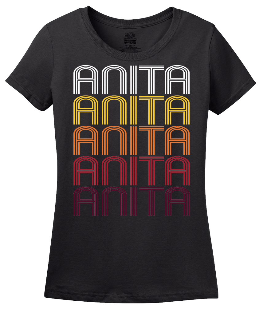Ladies Black Anita, IA | Retro, Vintage Style Iowa Pride  T-shirt