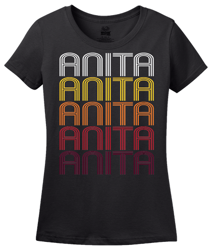 Ladies Black Anita, IA | Retro, Vintage Style Iowa Pride  T-shirt