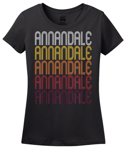 Ladies Black Annandale, MN | Retro, Vintage Style Minnesota Pride  T-shirt
