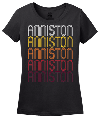 Ladies Black Anniston, AL | Retro, Vintage Style Alabama Pride  T-shirt