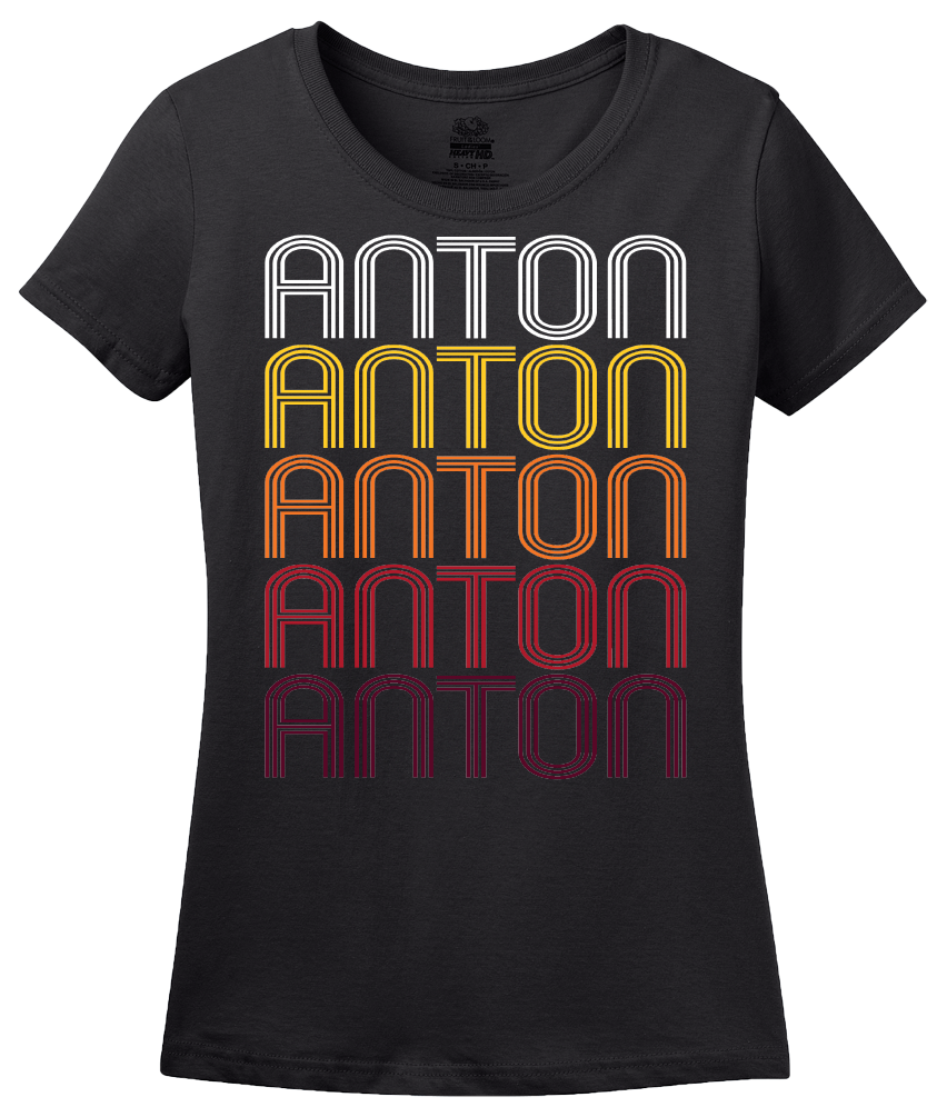 Ladies Black Anton, TX | Retro, Vintage Style Texas Pride  T-shirt