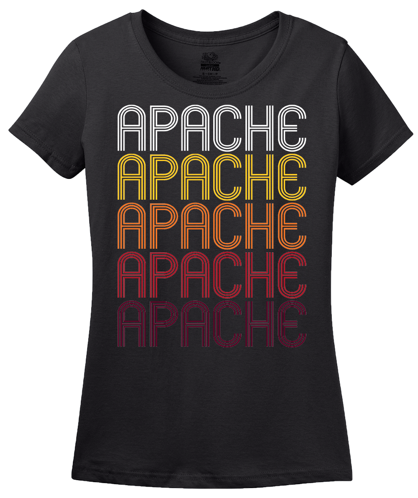Ladies Black Apache, OK | Retro, Vintage Style Oklahoma Pride  T-shirt