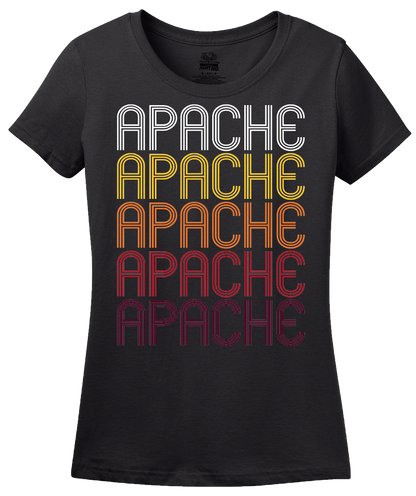 Ladies Black Apache, OK | Retro, Vintage Style Oklahoma Pride  T-shirt