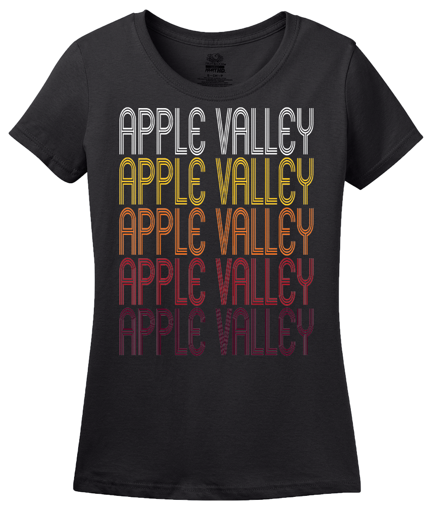 Ladies Black Apple Valley, MN | Retro, Vintage Style Minnesota Pride  T-shirt