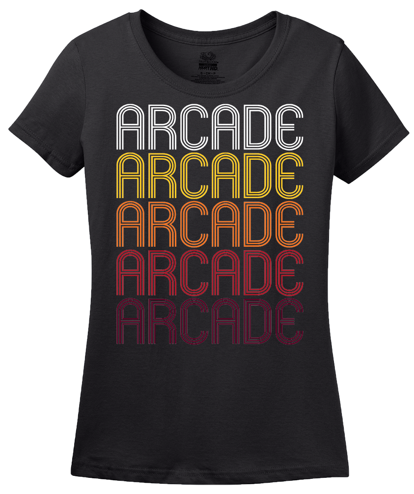 Ladies Black Arcade, NY | Retro, Vintage Style New York Pride  T-shirt