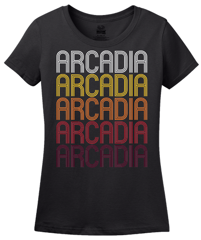 Ladies Black Arcadia, IN | Retro, Vintage Style Indiana Pride  T-shirt