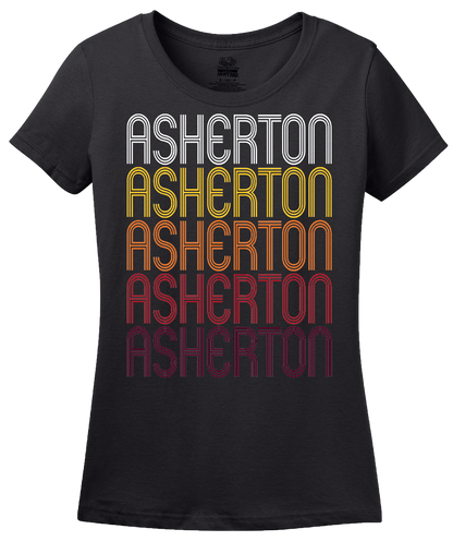 Ladies Black Asherton, TX | Retro, Vintage Style Texas Pride  T-shirt
