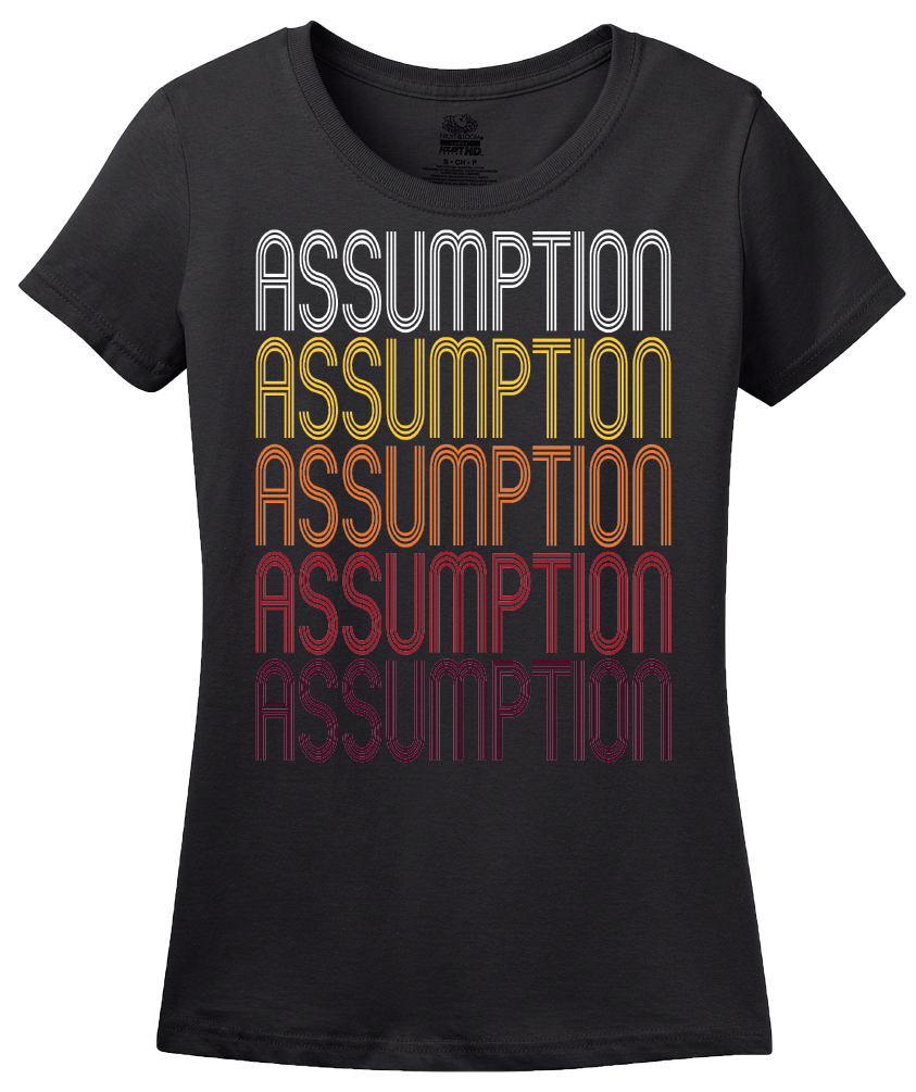 Ladies Black Assumption, IL | Retro, Vintage Style Illinois Pride  T-shirt
