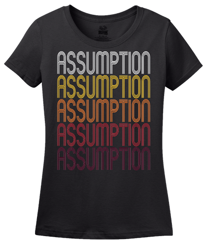 Ladies Black Assumption, IL | Retro, Vintage Style Illinois Pride  T-shirt