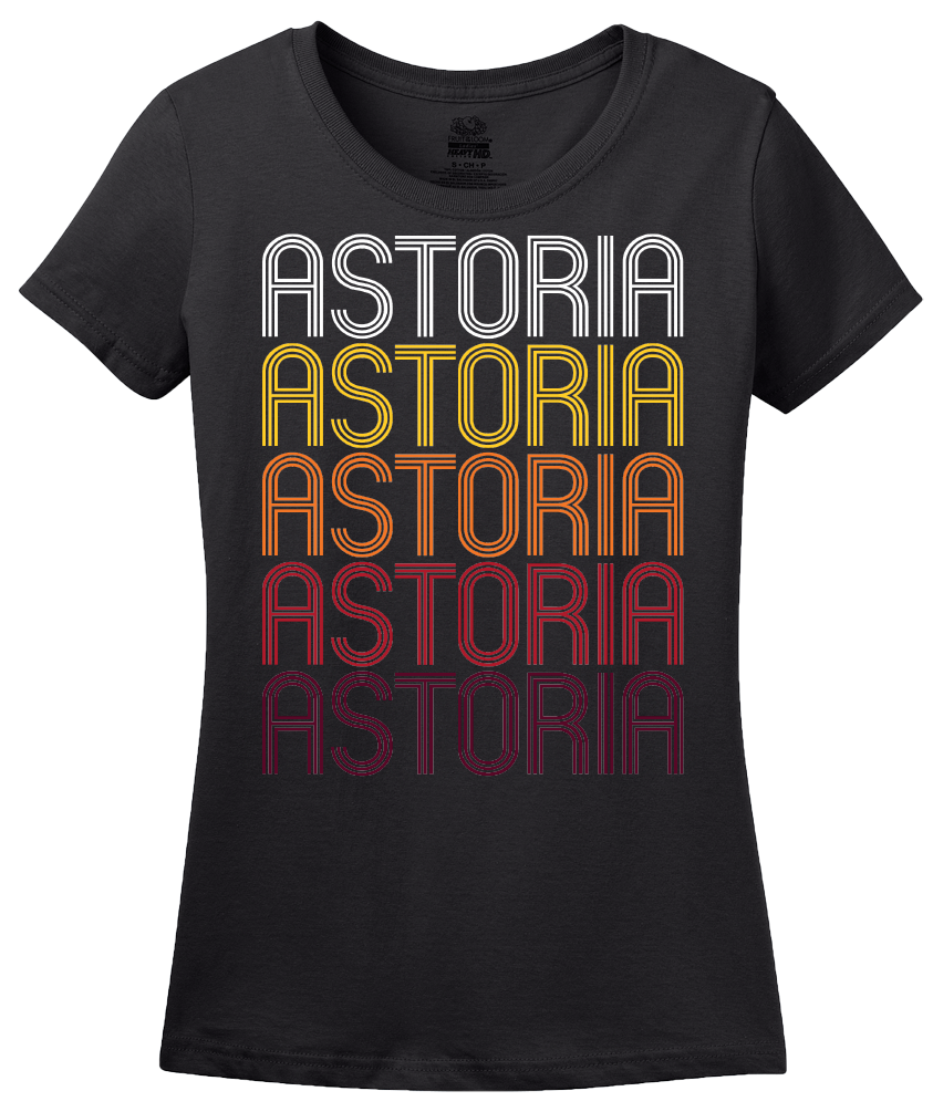 Ladies Black Astoria, IL | Retro, Vintage Style Illinois Pride  T-shirt