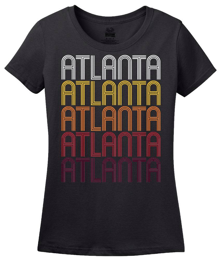 Ladies Black Atlanta, IL | Retro, Vintage Style Illinois Pride  T-shirt