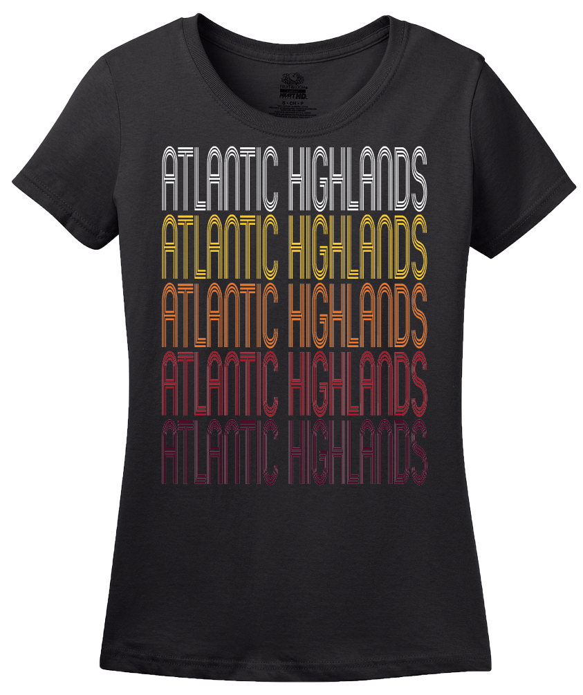 Ladies Black Atlantic Highlands, NJ | Retro, Vintage Style New Jersey Pride  T-shirt