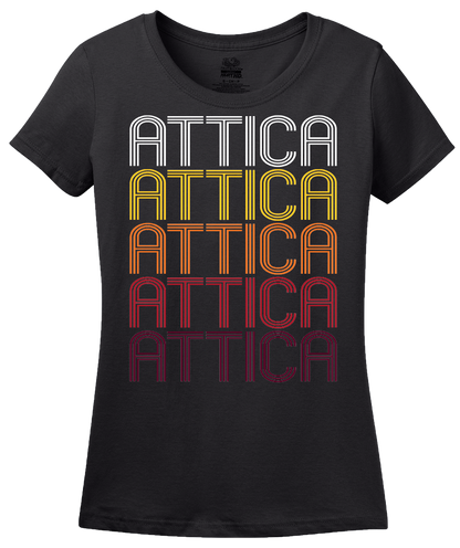 Ladies Black Attica, IN | Retro, Vintage Style Indiana Pride  T-shirt