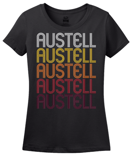 Ladies Black Austell, GA | Retro, Vintage Style Georgia Pride  T-shirt