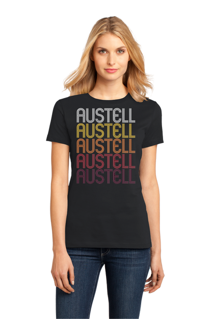 Ladies Black Austell, GA | Retro, Vintage Style Georgia Pride  T-shirt