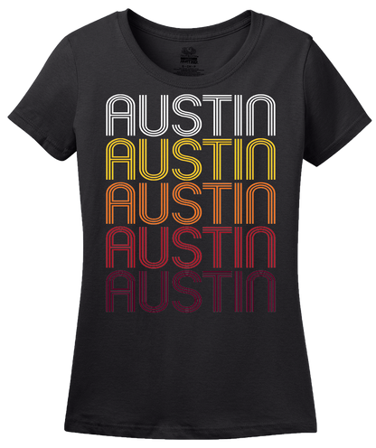 Ladies Black Austin, IN | Retro, Vintage Style Indiana Pride  T-shirt