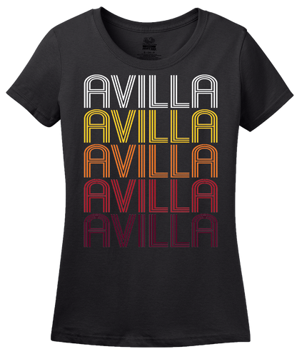 Ladies Black Avilla, IN | Retro, Vintage Style Indiana Pride  T-shirt