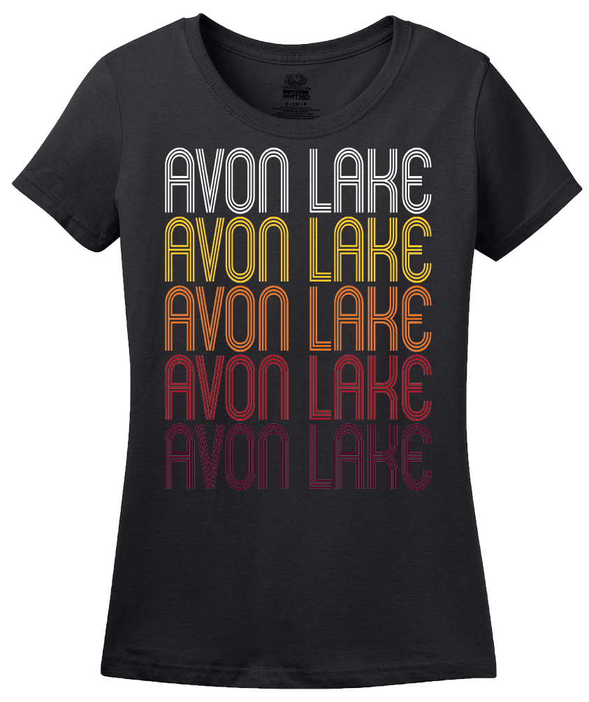 Ladies Black Avon Lake, OH | Retro, Vintage Style Ohio Pride  T-shirt