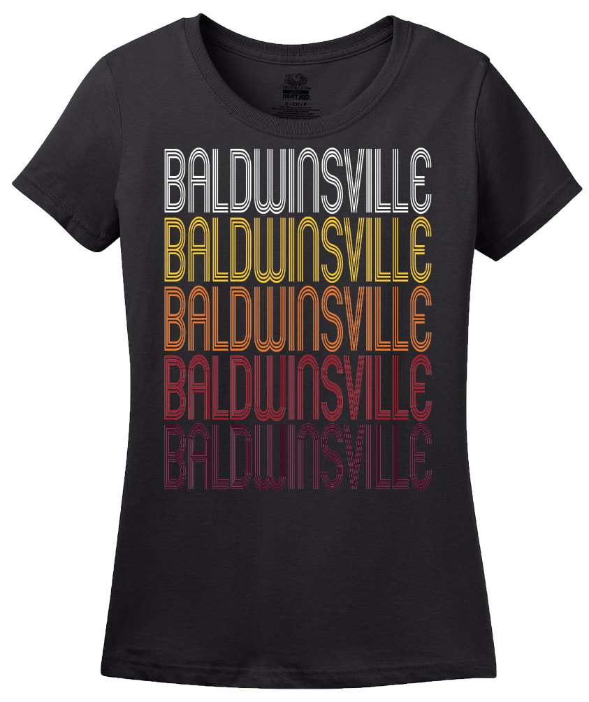 Ladies Black Baldwinsville, NY | Retro, Vintage Style New York Pride  T-shirt