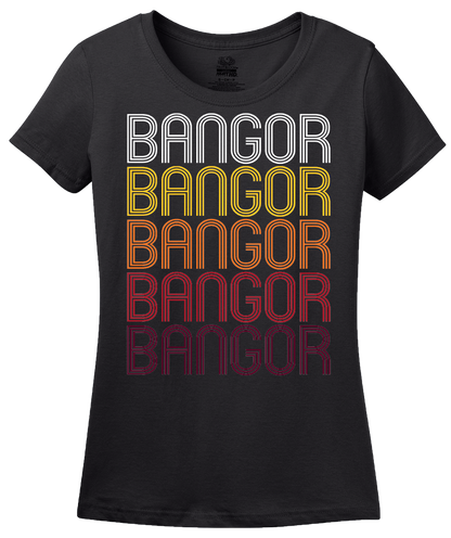 Ladies Black Bangor, PA | Retro, Vintage Style Pennsylvania Pride  T-shirt