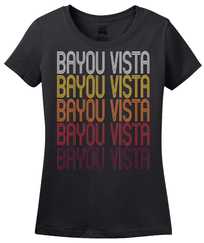 Ladies Black Bayou Vista, TX | Retro, Vintage Style Texas Pride  T-shirt