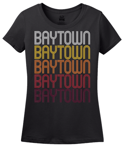 Ladies Black Baytown, TX | Retro, Vintage Style Texas Pride  T-shirt