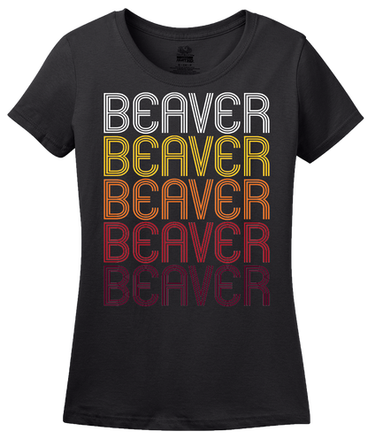 Ladies Black Beaver, OK | Retro, Vintage Style Oklahoma Pride  T-shirt