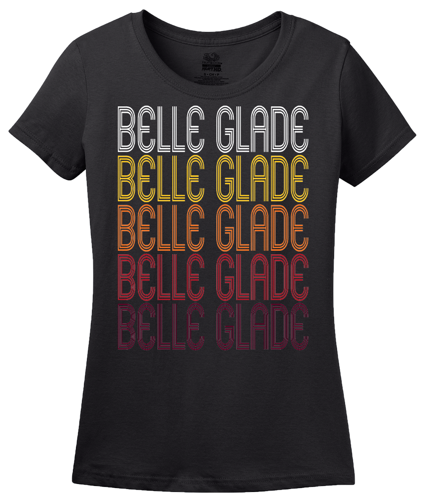 Ladies Black Belle Glade, FL | Retro, Vintage Style Florida Pride  T-shirt