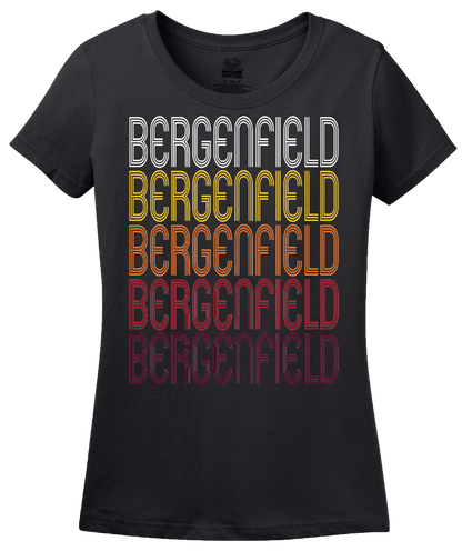Ladies Black Bergenfield, NJ | Retro, Vintage Style New Jersey Pride  T-shirt