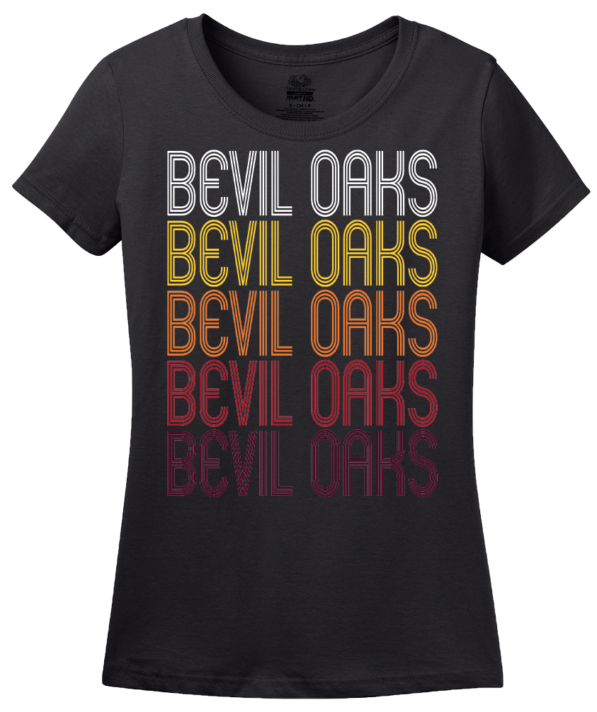 Ladies Black Bevil Oaks, TX | Retro, Vintage Style Texas Pride  T-shirt