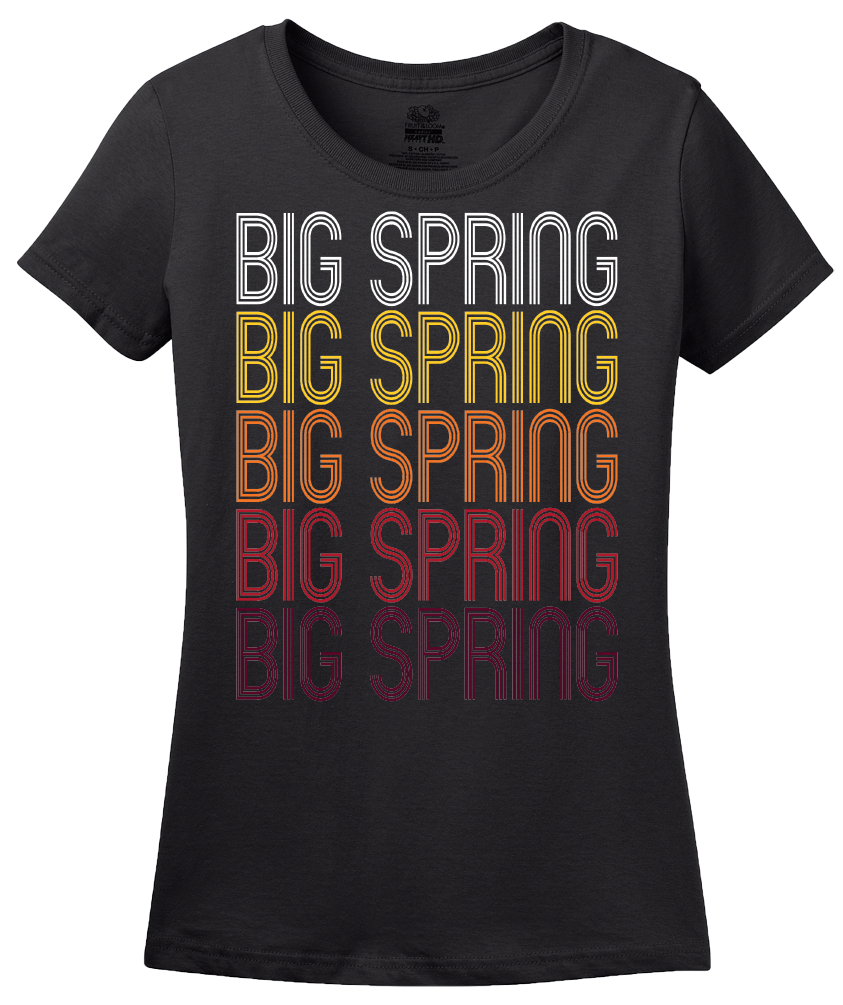 Ladies Black Big Spring, TX | Retro, Vintage Style Texas Pride  T-shirt