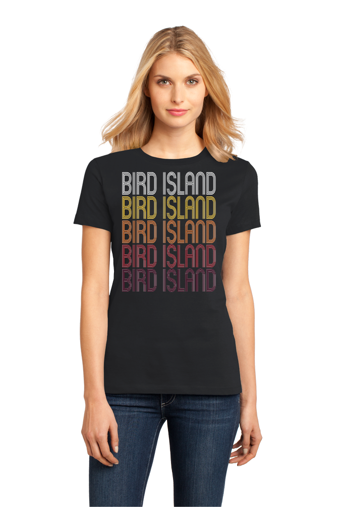 Ladies Black Bird Island, MN | Retro, Vintage Style Minnesota Pride  T-shirt