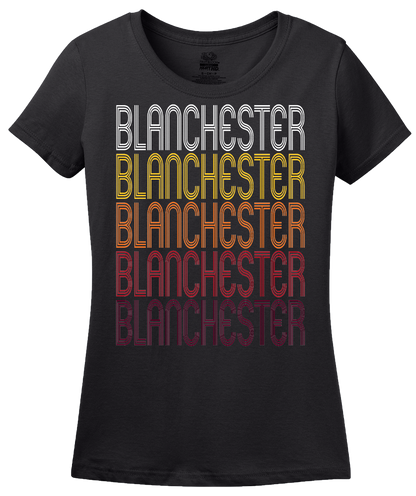 Ladies Black Blanchester, OH | Retro, Vintage Style Ohio Pride  T-shirt
