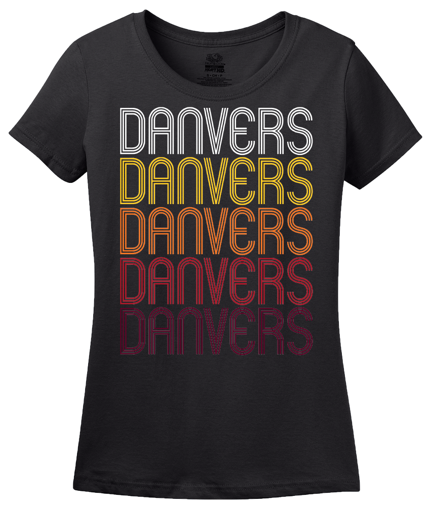Ladies Black Danvers, IL | Retro, Vintage Style Illinois Pride  T-shirt