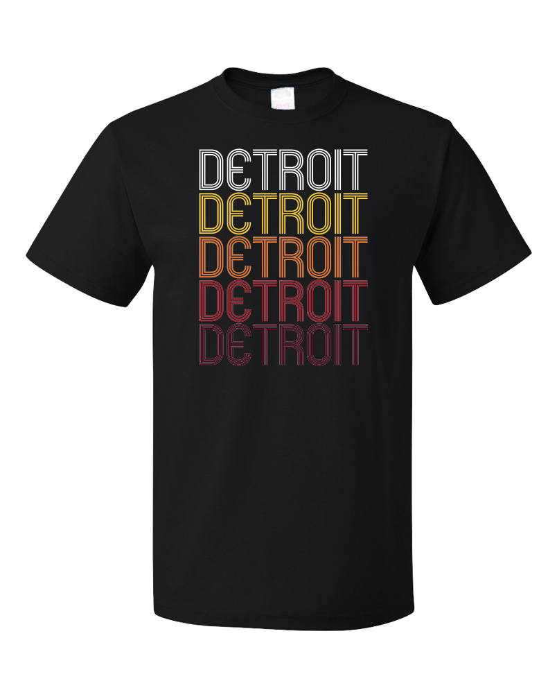 Standard Black Detroit, MI | Retro, Vintage Style Michigan Pride  T-shirt