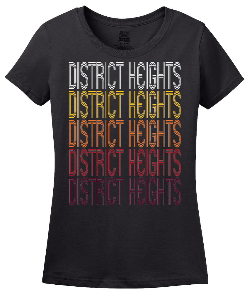 Ladies Black District Heights, MD | Retro, Vintage Style Maryland Pride  T-shirt