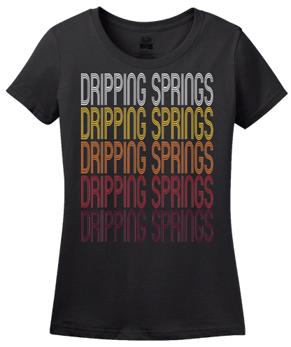 Ladies Black Dripping Springs, TX | Retro, Vintage Style Texas Pride  T-shirt