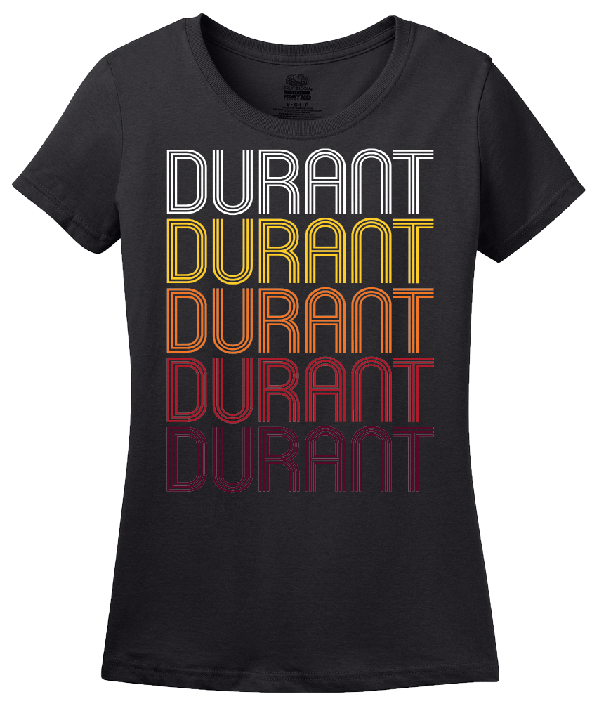 Ladies Black Durant, MS | Retro, Vintage Style Mississippi Pride  T-shirt