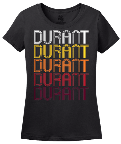 Ladies Black Durant, MS | Retro, Vintage Style Mississippi Pride  T-shirt