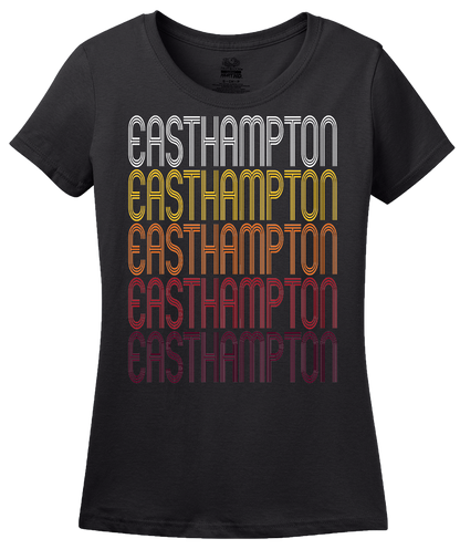 Ladies Black Easthampton, MA | Retro, Vintage Style Massachusetts Pride  T-shirt